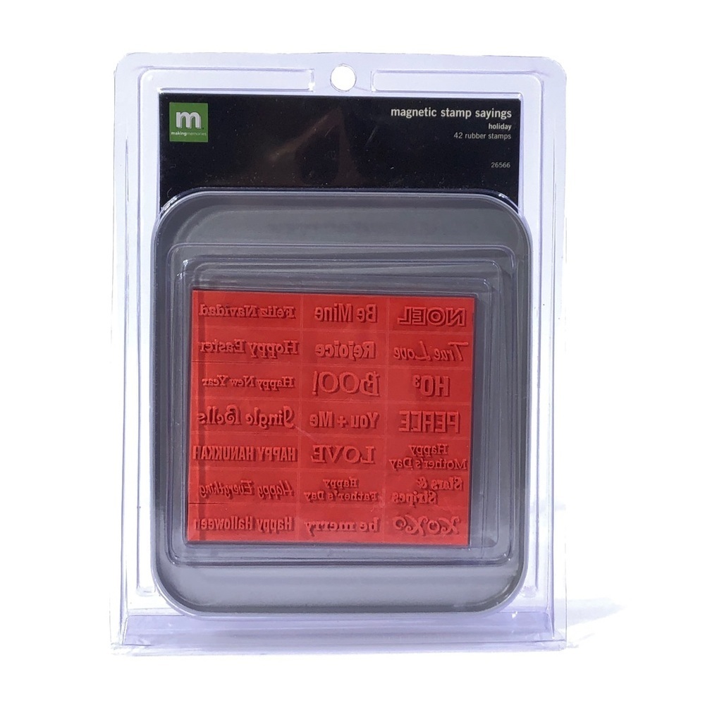 Making Memories Holiday Magnetic Stamp Sayings Rubber Craft Scrapbooking